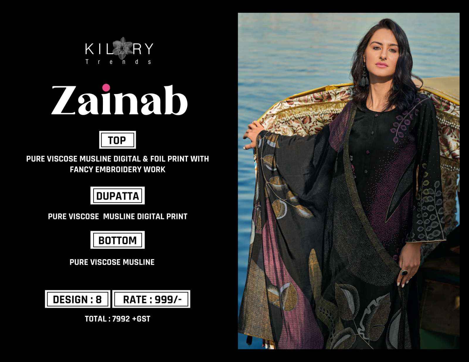 KILORY TRENDZ ZAINAB VISCOSE FANCY EMBROIDERY SALWAR KAMEEZ ( 8 PCS CATALOG )