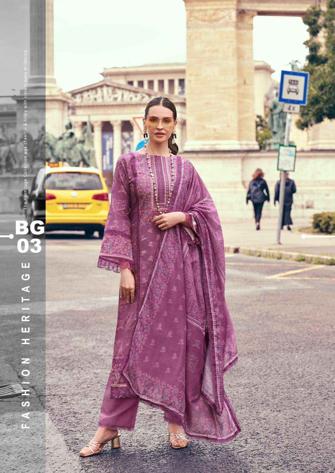 THE HERMITAGE SHOP BAGH LAWN COTTON CHIKANKARI WORK SUIT ( 6 pcs CATALOG )