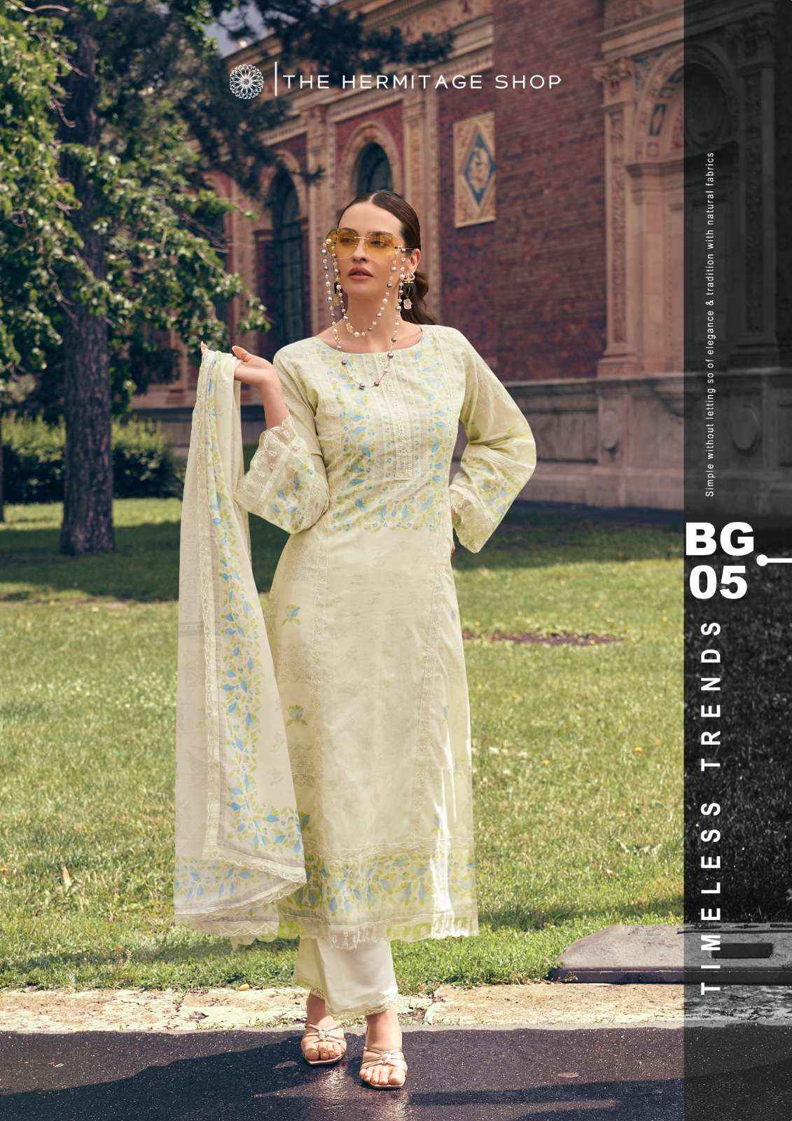 THE HERMITAGE SHOP BAGH LAWN COTTON CHIKANKARI WORK SUIT ( 6 pcs CATALOG )
