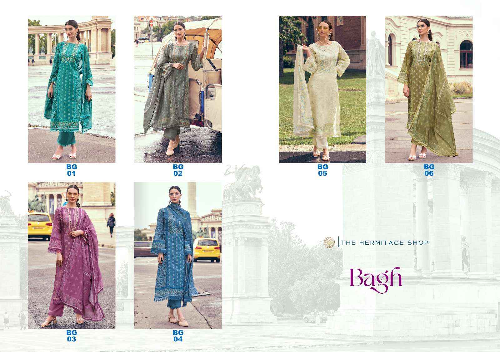 THE HERMITAGE SHOP BAGH LAWN COTTON CHIKANKARI WORK SUIT ( 6 pcs CATALOG )