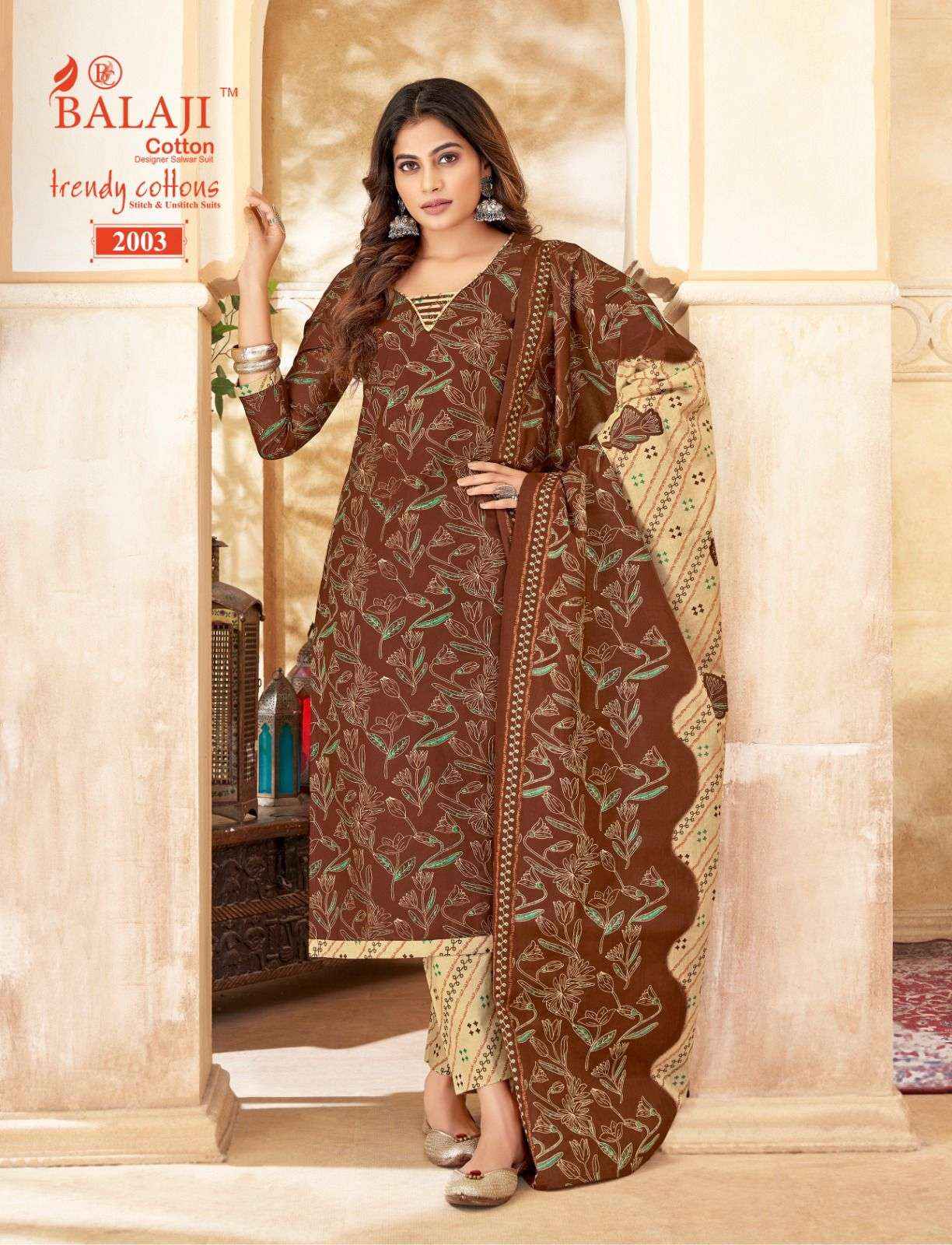 BALAJI COTTON TRENDY COTTON VOL 2 COTTON DRESS MATERIAL FACTORY PRICE ( 12 PCS CATALOG )