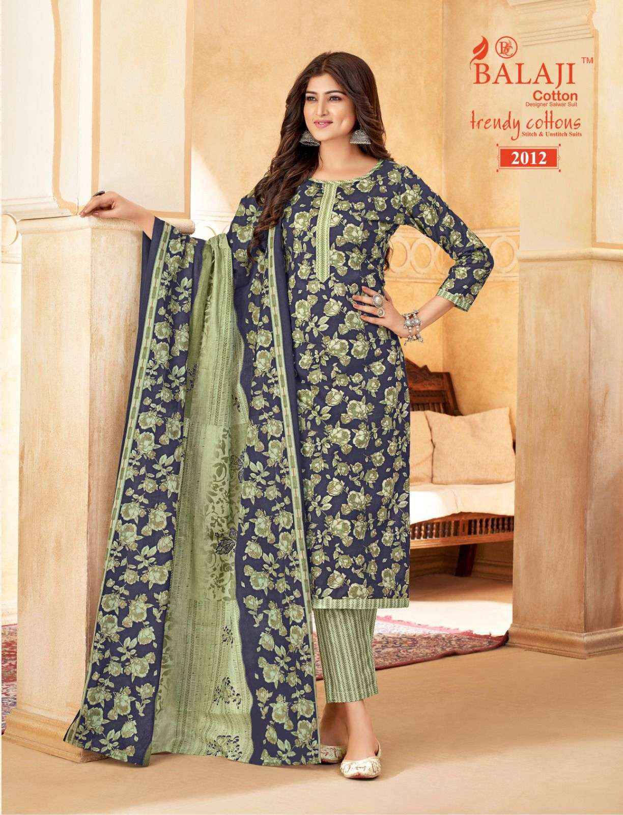 BALAJI COTTON TRENDY COTTON VOL 2 COTTON DRESS MATERIAL FACTORY PRICE ( 12 PCS CATALOG )