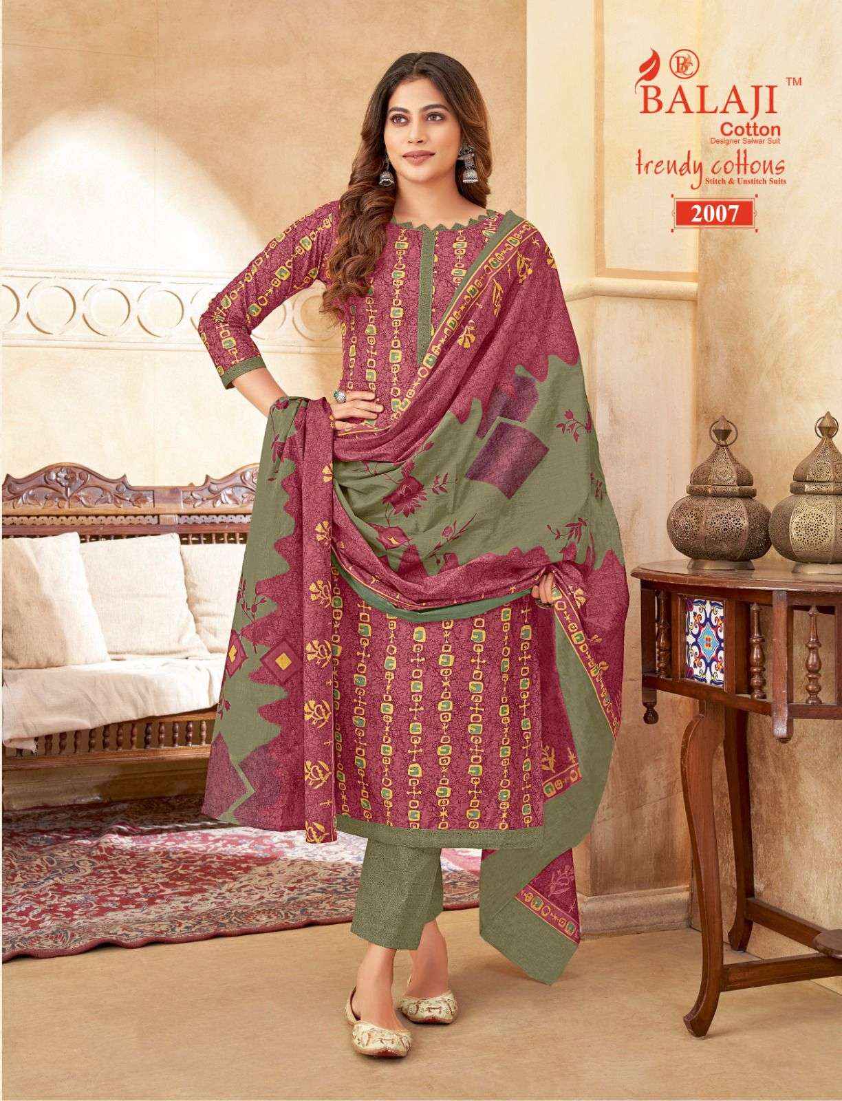 BALAJI COTTON TRENDY COTTON VOL 2 COTTON DRESS MATERIAL FACTORY PRICE ( 12 PCS CATALOG )