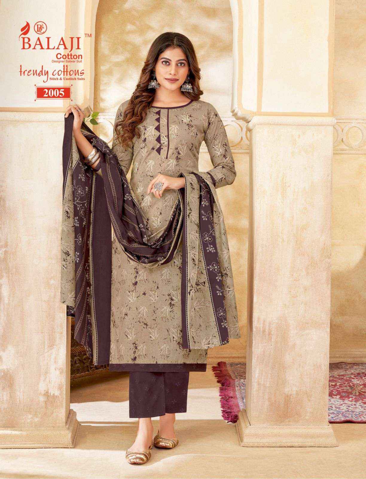 BALAJI COTTON TRENDY COTTON VOL 2 COTTON DRESS MATERIAL FACTORY PRICE ( 12 PCS CATALOG )