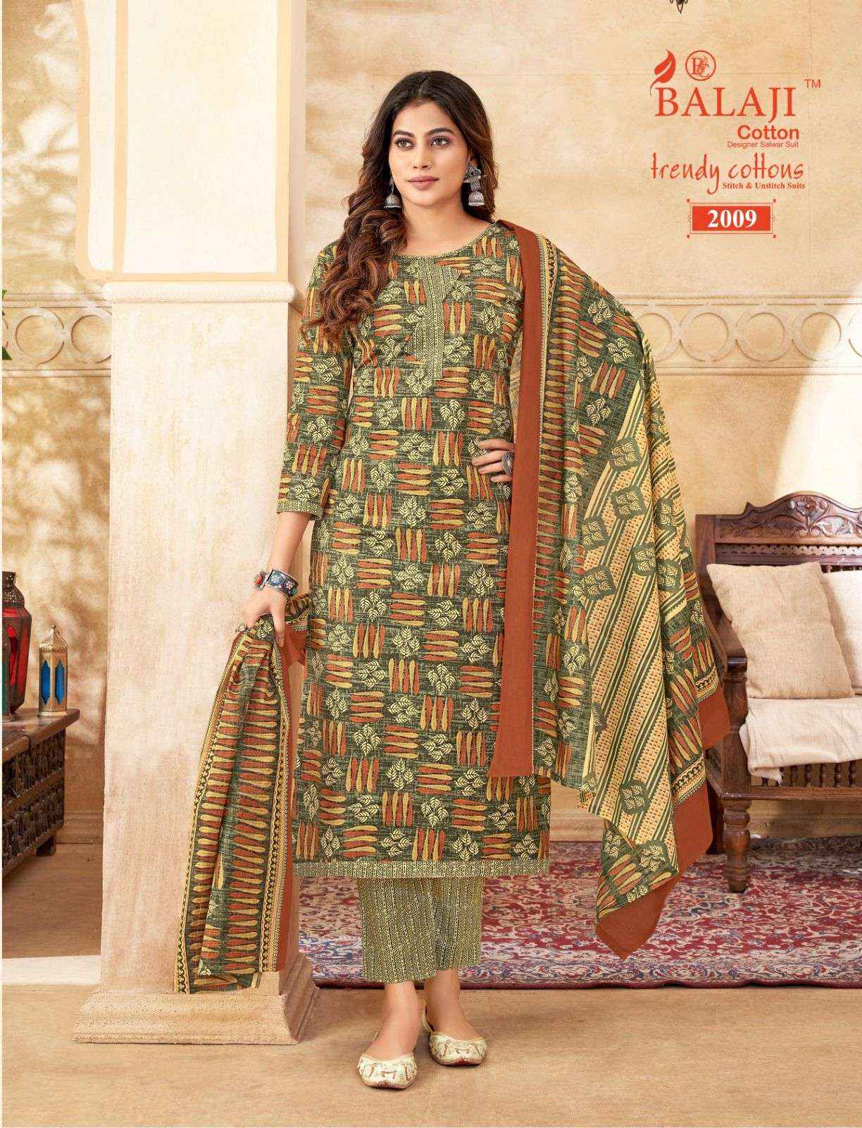 BALAJI COTTON TRENDY COTTON VOL 2 COTTON DRESS MATERIAL FACTORY PRICE ( 12 PCS CATALOG )