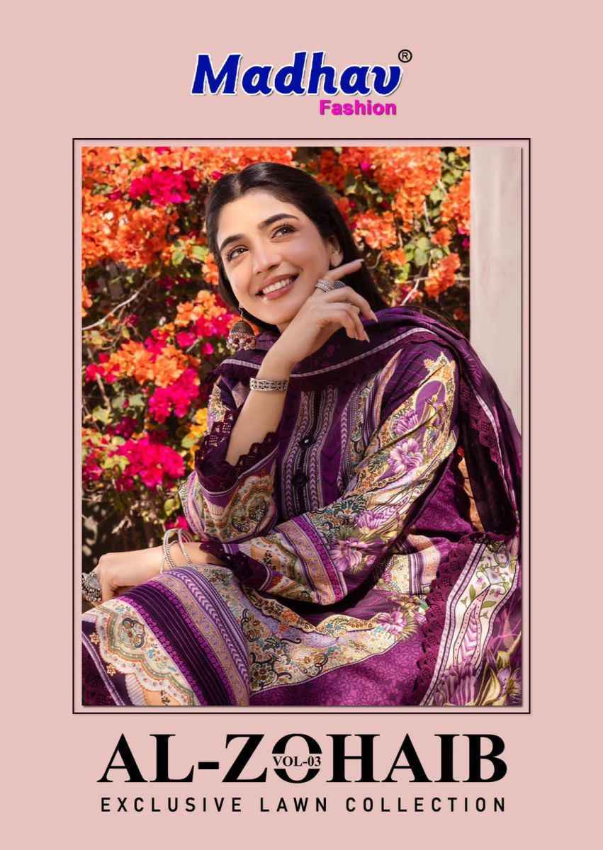 Madhav Fashion Al Zohaib Vol 3 Lawn Cotton Dress Material ( 6 pcs Catalogue )