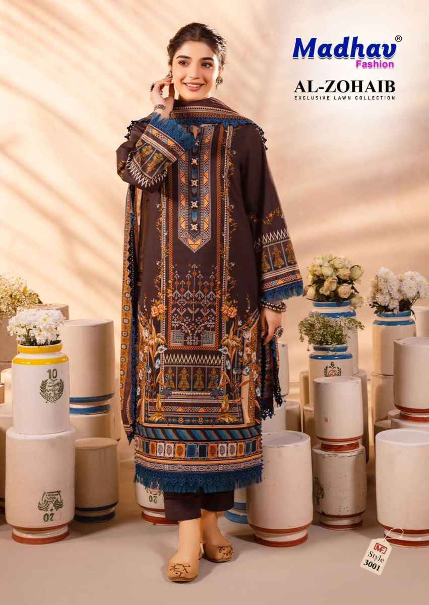 Madhav Fashion Al Zohaib Vol 3 Lawn Cotton Dress Material ( 6 pcs Catalogue )