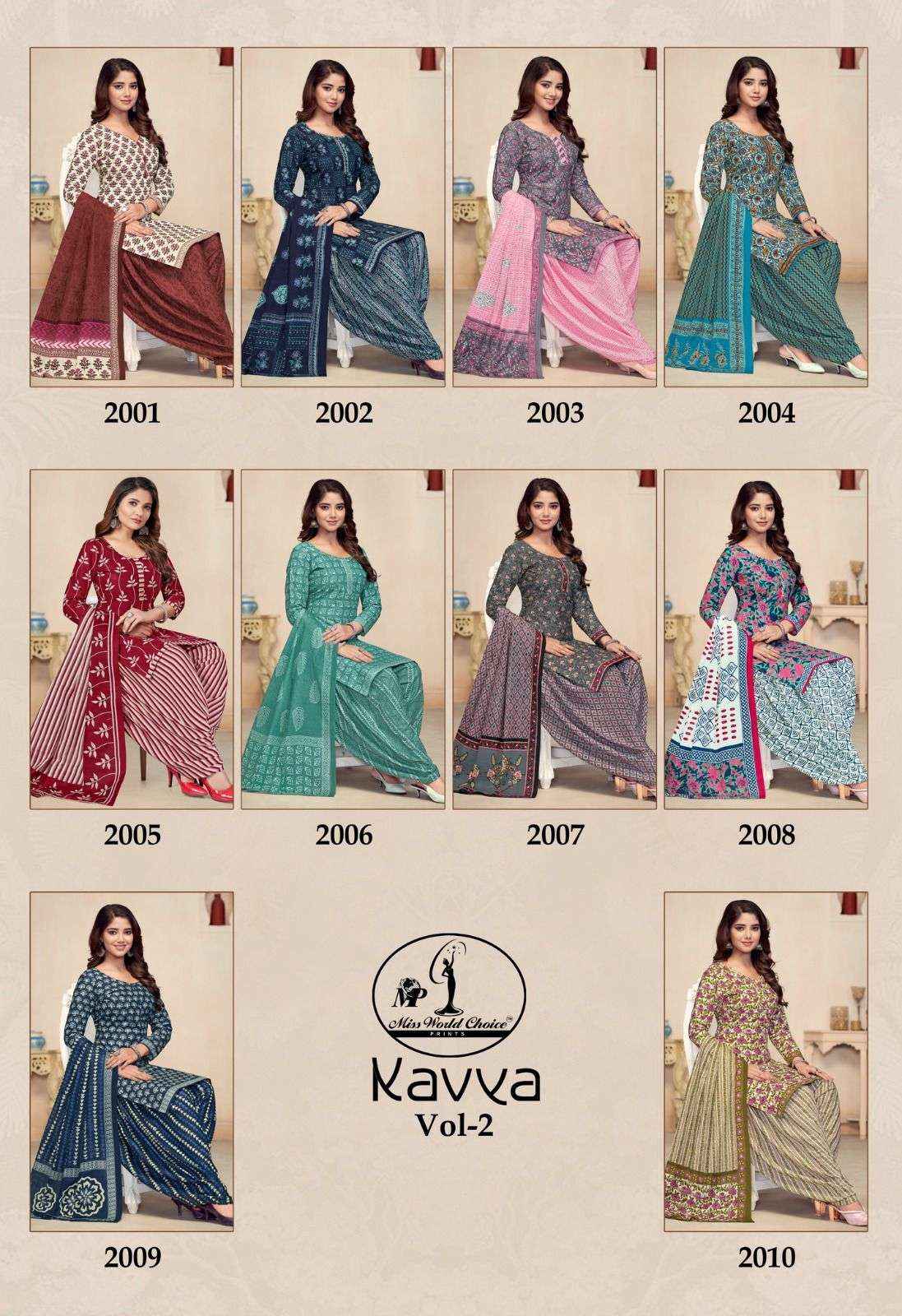MISS WORLD KAVYA VOL 2 COTTON PATIYALA DRESS MATERIAL ( 10 PCS CATALOG )
