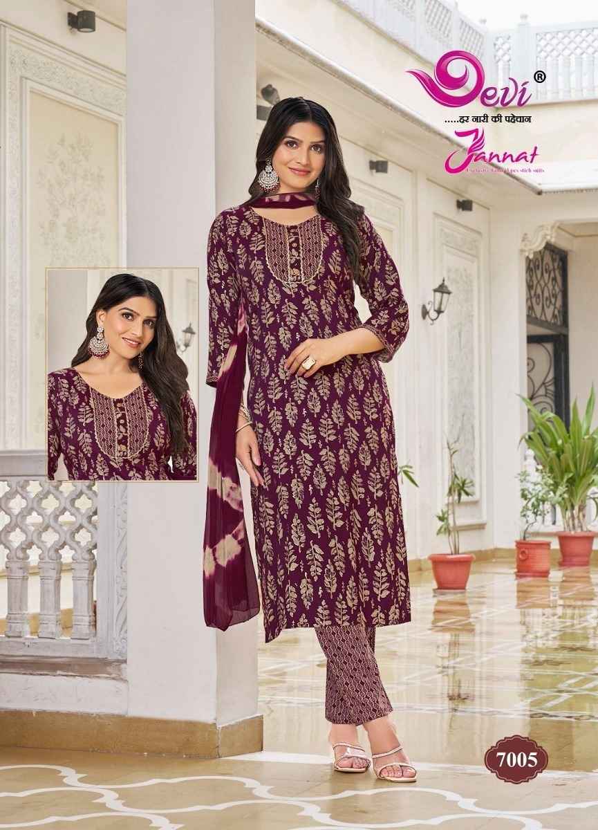 Devi Jannat Vol 7 Heavy Rayon Wholesale Readymade Suit ( 8 pcs Catalogue )