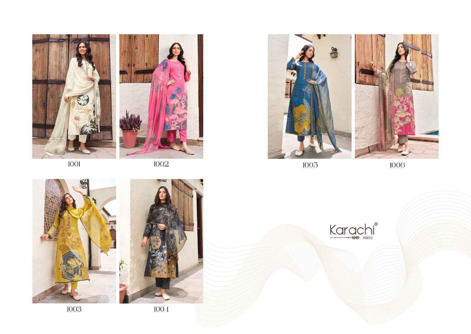 Kesar Karachi Prints Bahara Lawn Wholesale Dress Material Surat ( 6 pcs Catalogue )
