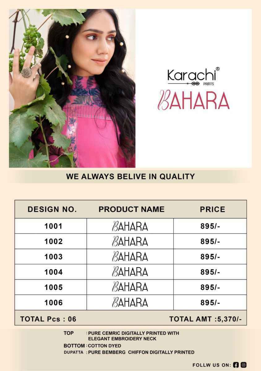 Kesar Karachi Prints Bahara Lawn Wholesale Dress Material Surat ( 6 pcs Catalogue )