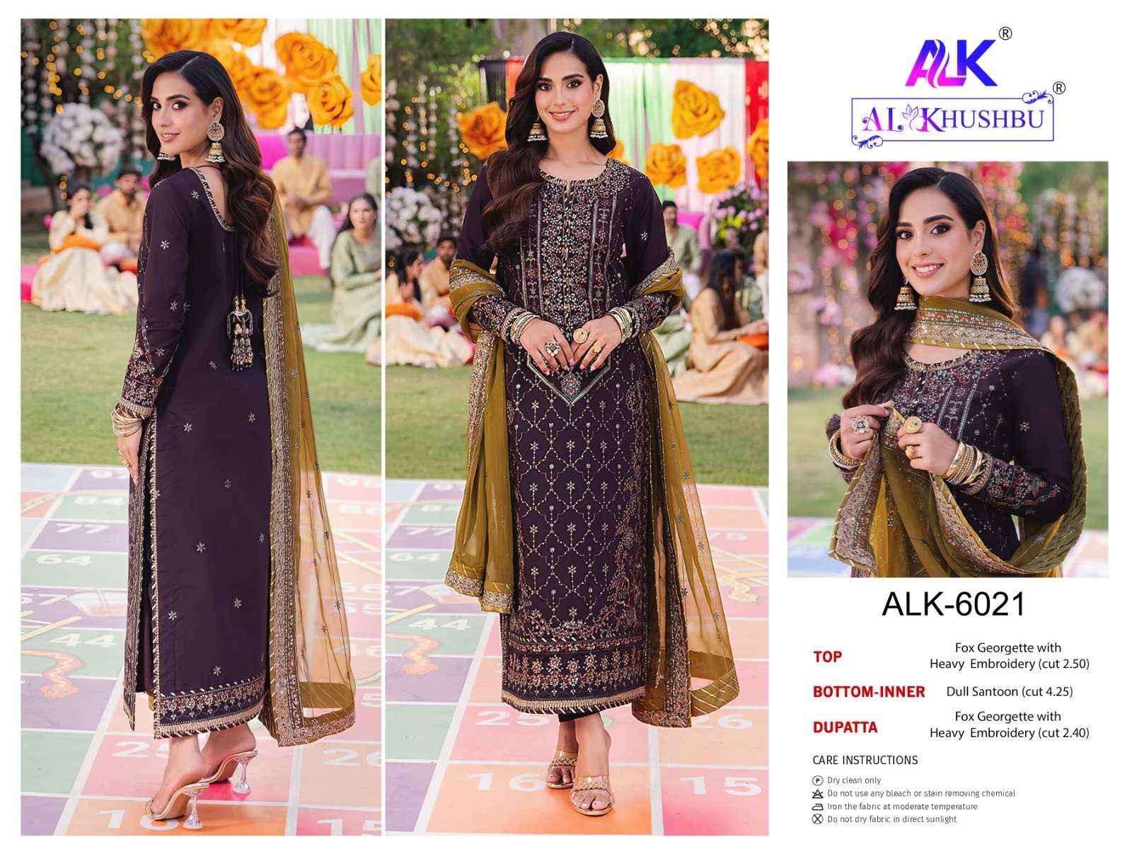 AL KHUSHBU DESIGN NO - 6021-22-23 GEORGETTE PAKISTANI SUIT ( 3 PCS CATALOG )