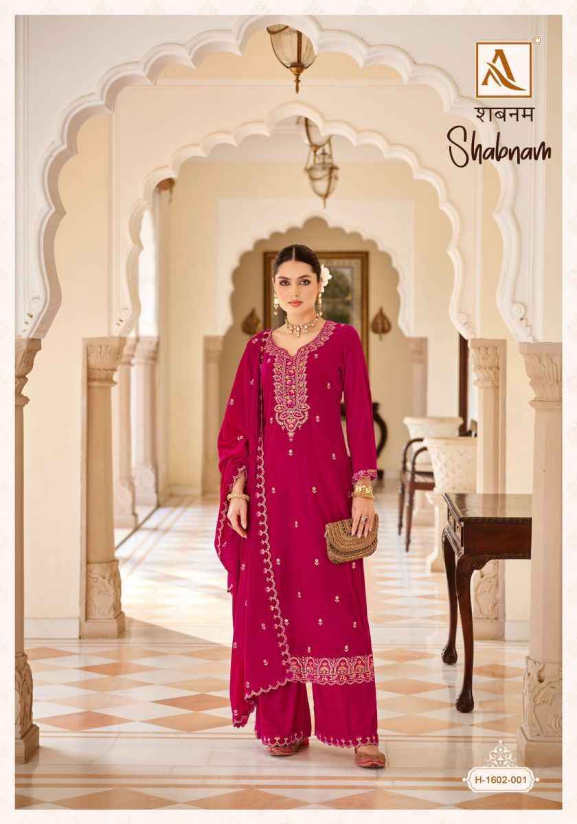 Alok Shabnam Velvet wholesale surat salwar kameez 4 pcs Catalogue