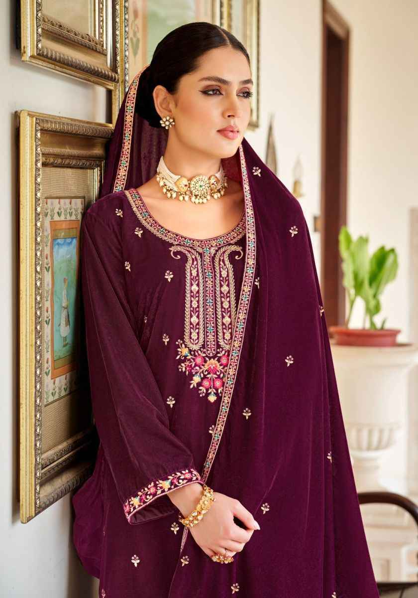 Alok Shabnam Velvet wholesale surat salwar kameez 4 pcs Catalogue
