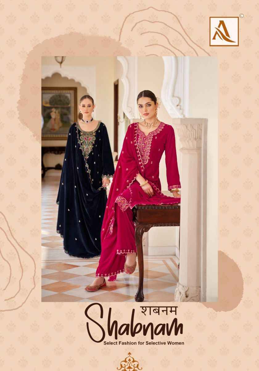 Alok Shabnam Velvet wholesale surat salwar kameez 4 pcs Catalogue