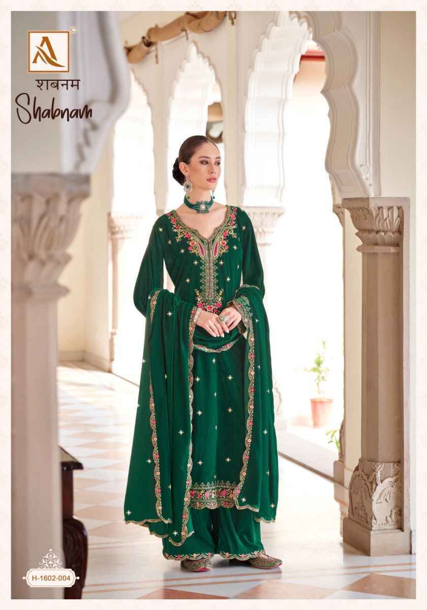 Alok Shabnam Velvet wholesale surat salwar kameez 4 pcs Catalogue