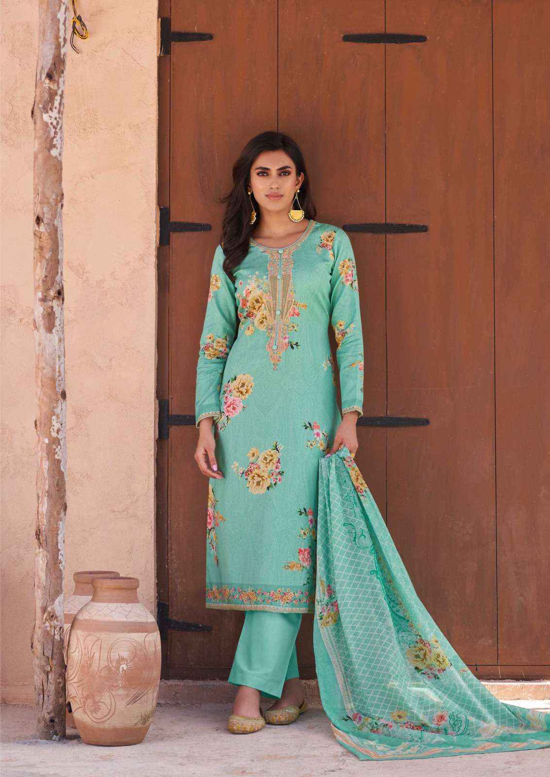 THE HERMITAGE SHOP AARKE LAWN COTTON DIGITAL PRINT WITH FANCY WORK SUIT ( 6 PCS CATALOG )