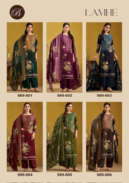 Belliza Lamhe Viscouse Reyon Dress Material 6 pcs Catalogue