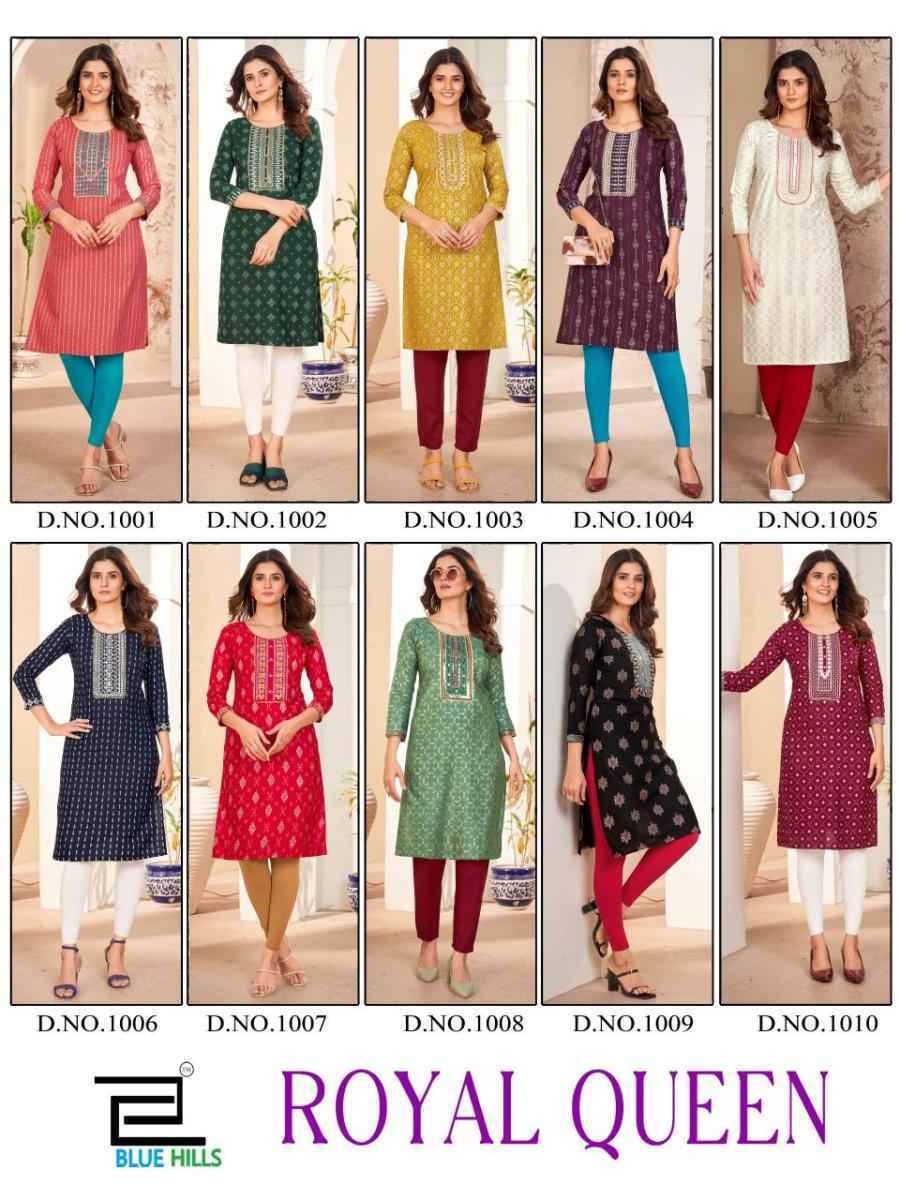 Blue Hills Royal Queen Cotton Kurti 10 pcs Catalogue