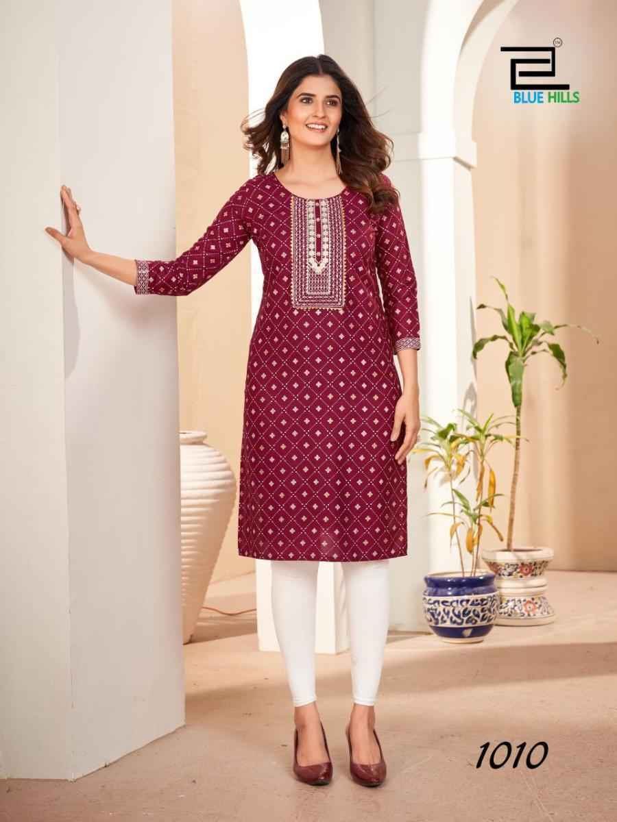 Blue Hills Royal Queen Cotton Kurti 10 pcs Catalogue
