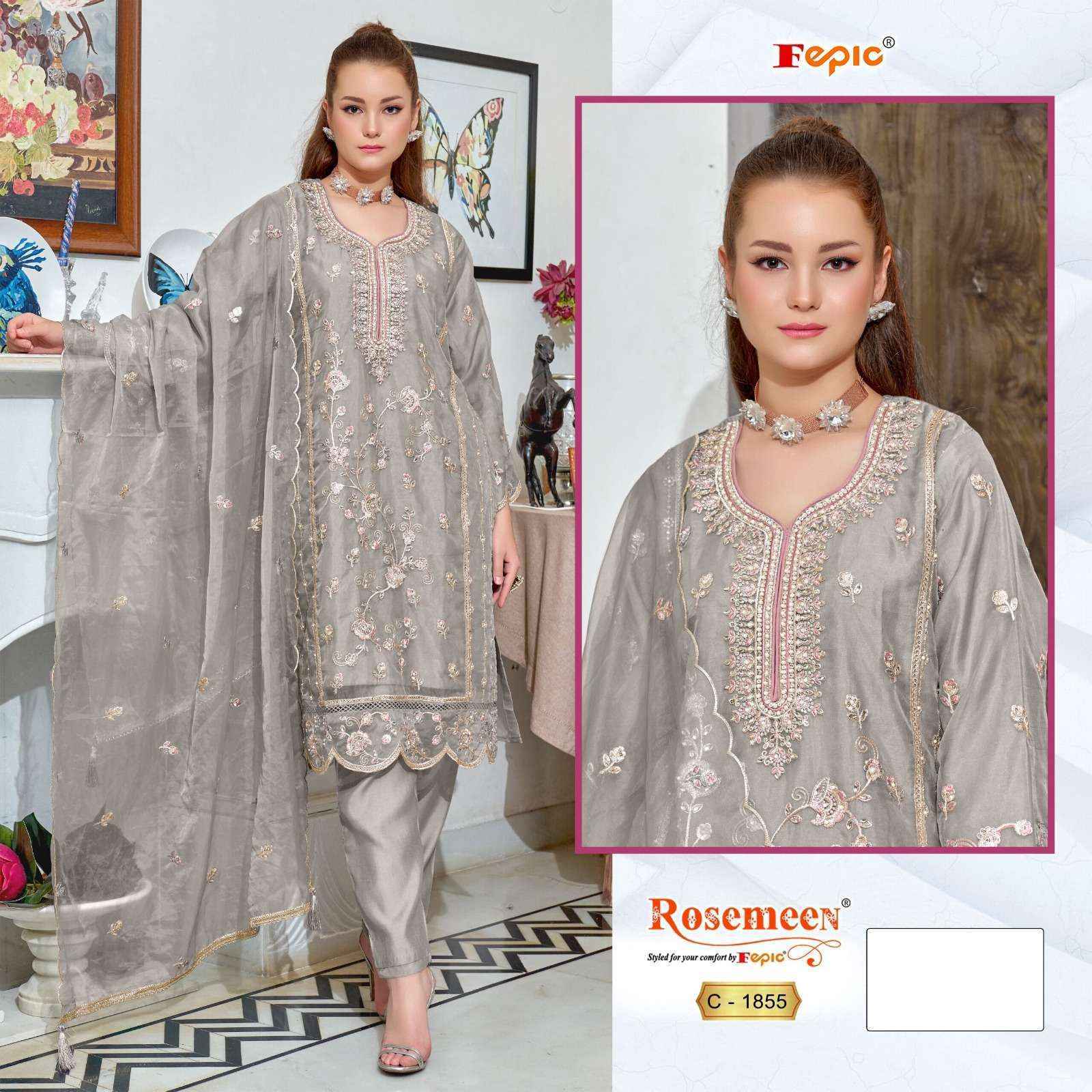 Fepic Rosemeen C 1855 Organza Dress Material 4 pcs Catalogue