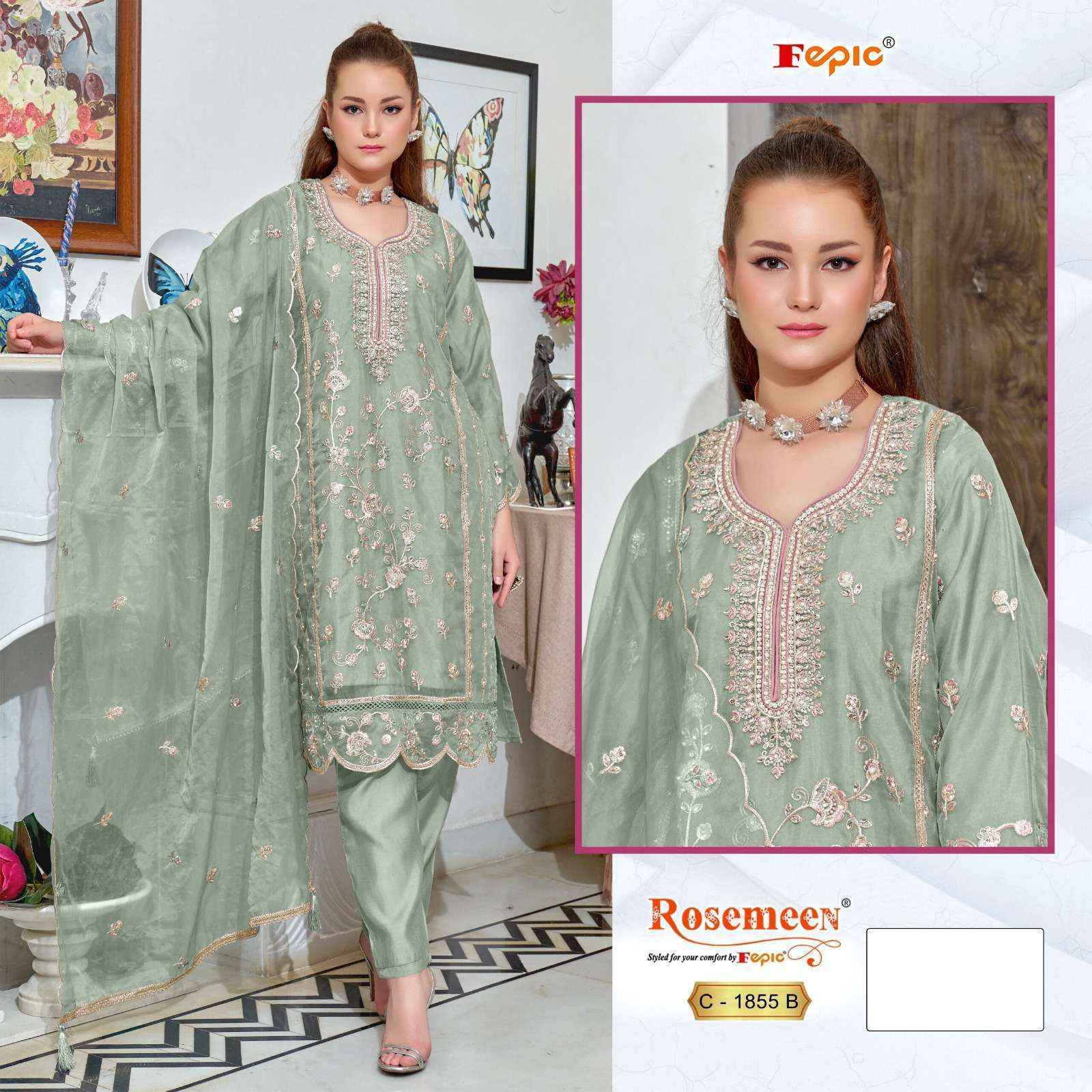 Fepic Rosemeen C 1855 Organza Dress Material 4 pcs Catalogue