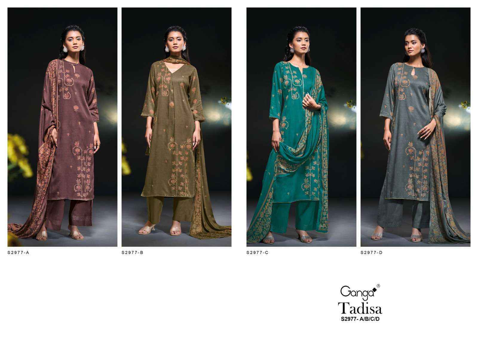 Ganga Tadisa 2977 Pashmina Dress Material 4 pcs Catalogue