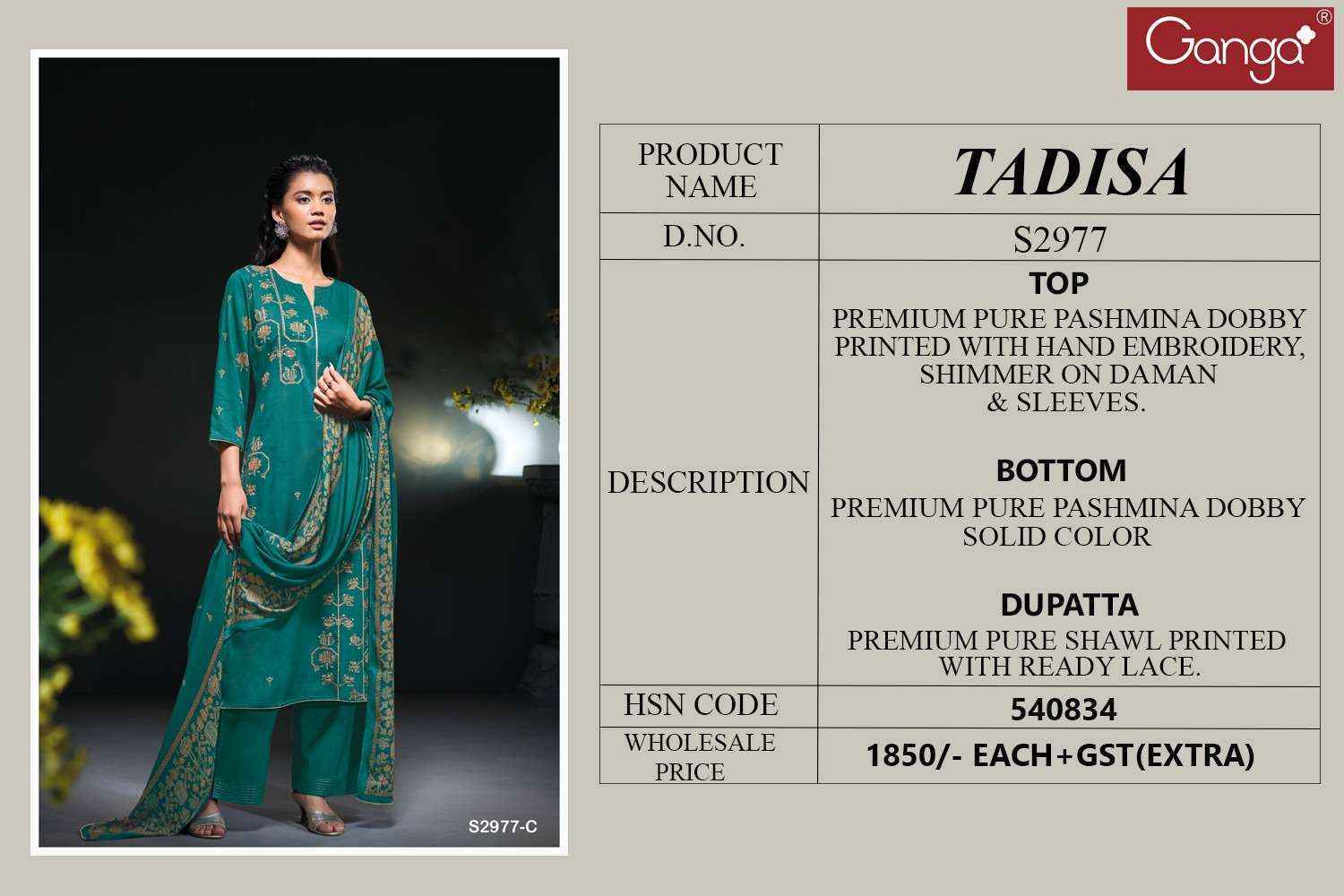 Ganga Tadisa 2977 Pashmina Dress Material 4 pcs Catalogue