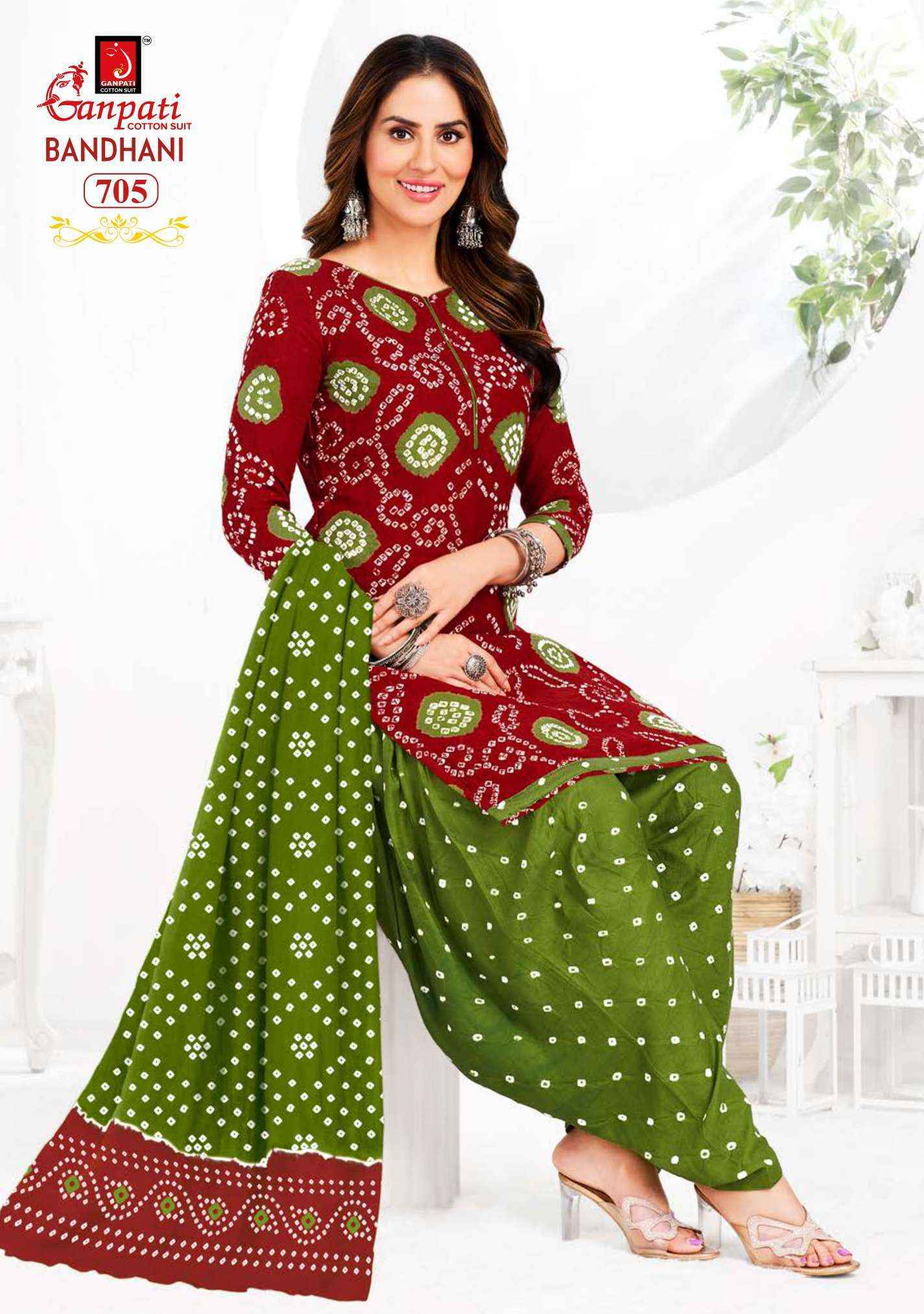 Ganpati Bandhani Vol 7 Cotton Dress Material 15 pcs Catalogue