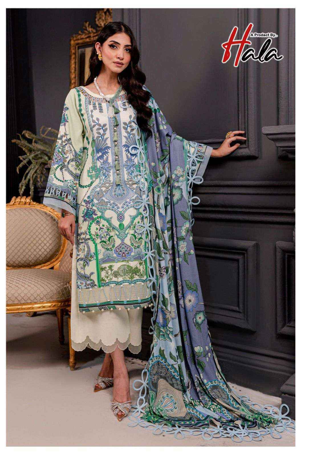 Hala Azure Vol 1 Wholesale Lawn Cotton Ladies Dress Material ( 6 pcs Catalogue )