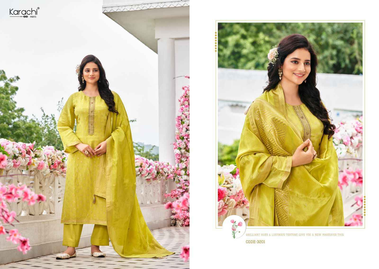 Kesar Karachi Bahar Kanjivaram Silk Dress Material 4 pcs Catalogue