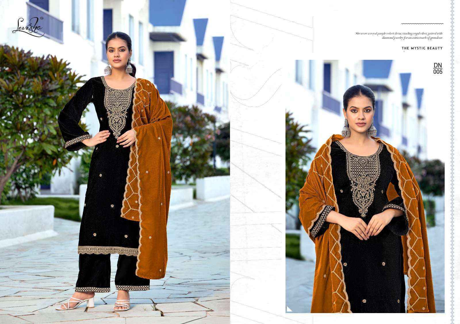 Levisha Kashida Velvet Dress Material Wholesale Market Surat ( 6 pcs Catalogue }