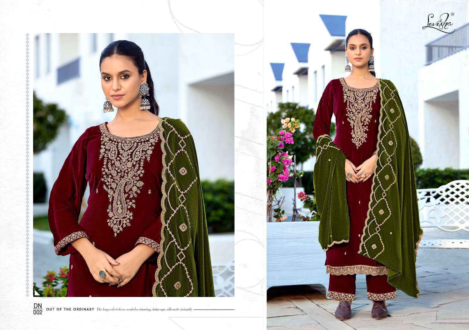 Levisha Kashida Velvet Dress Material Wholesale Market Surat ( 6 pcs Catalogue }