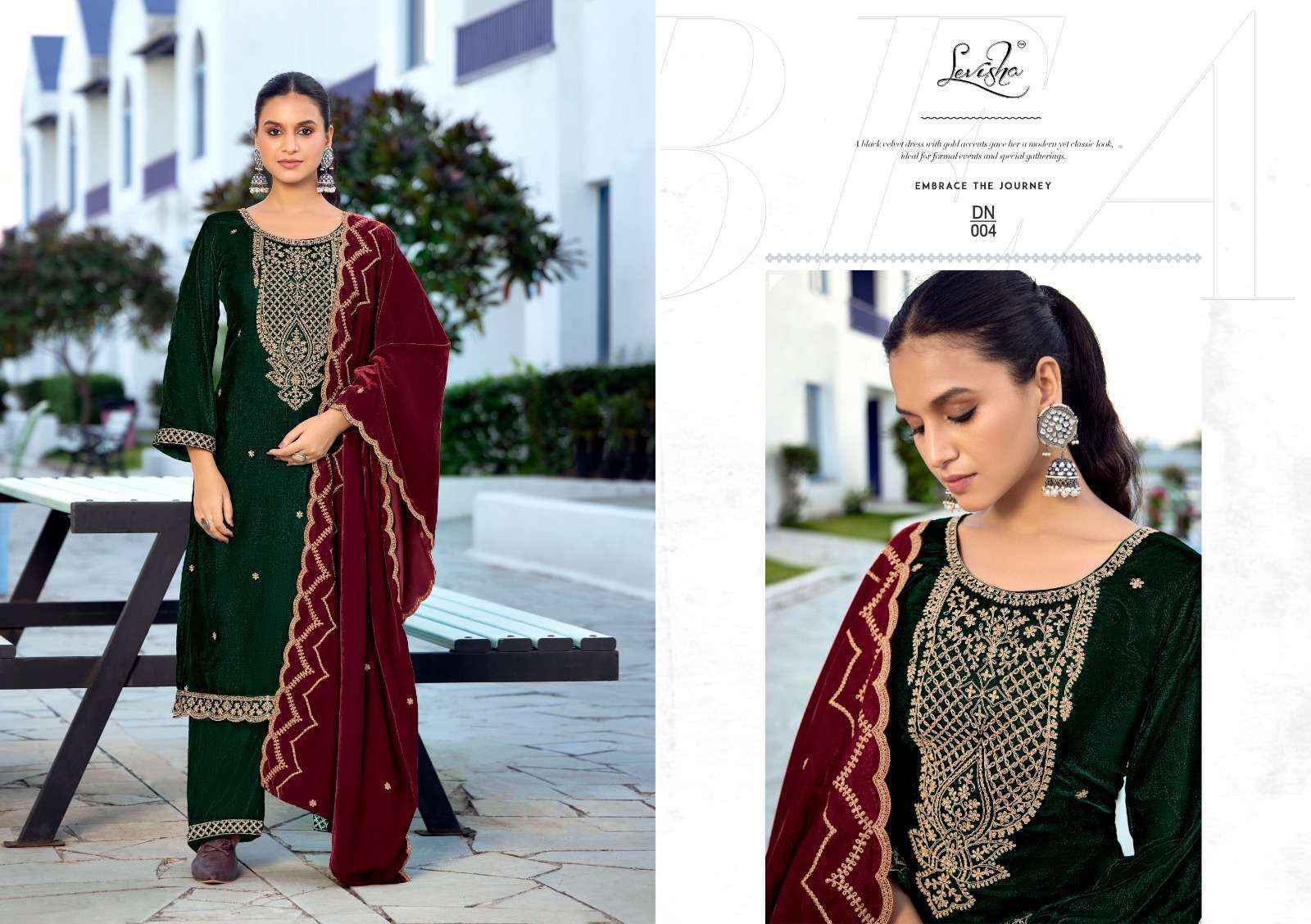 Levisha Kashida Velvet Dress Material Wholesale Market Surat ( 6 pcs Catalogue }
