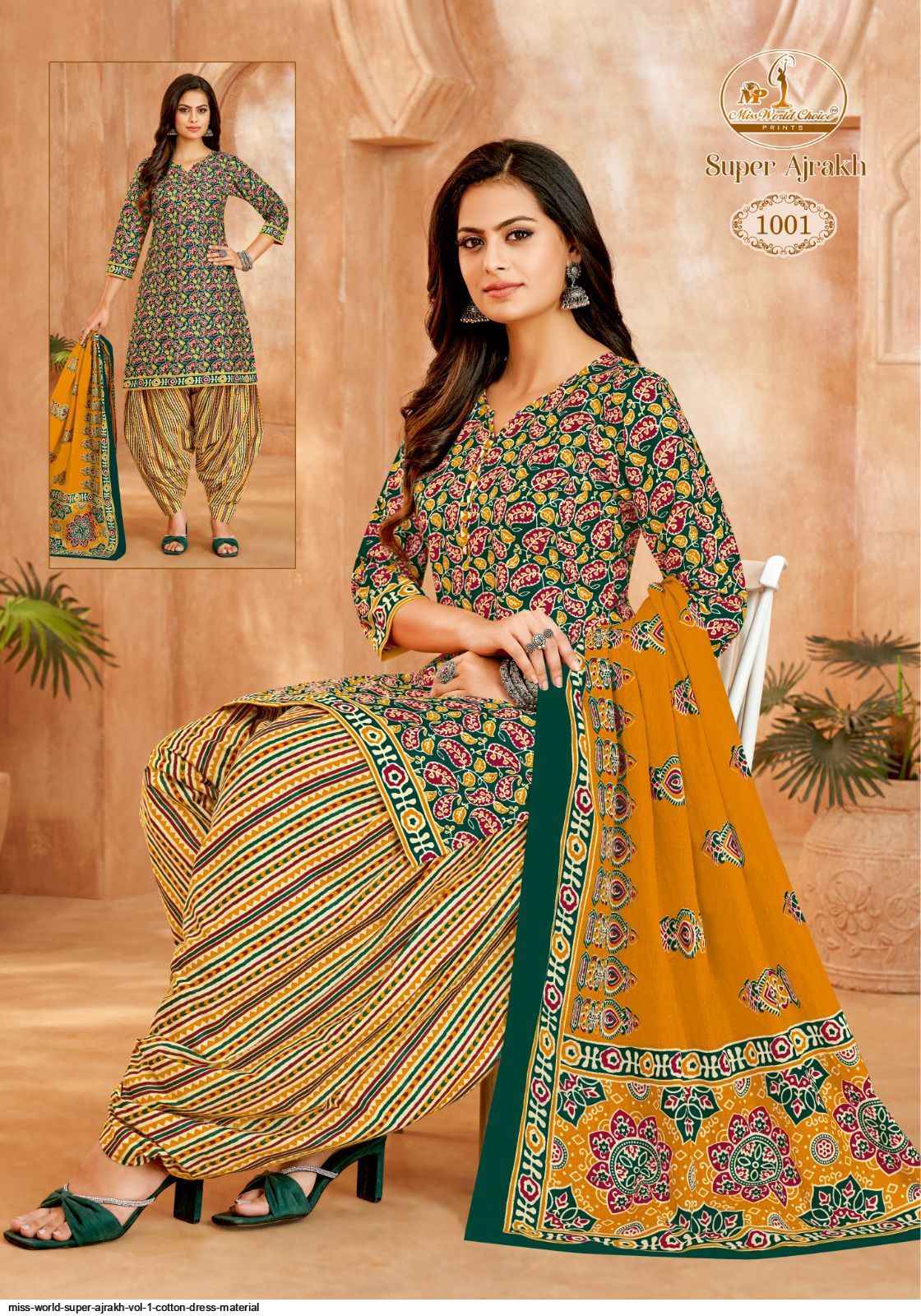 Miss World Super Ajrakh Vol 1 Cotton Drees Material Wholesale ( 10 Pcs Catalog )