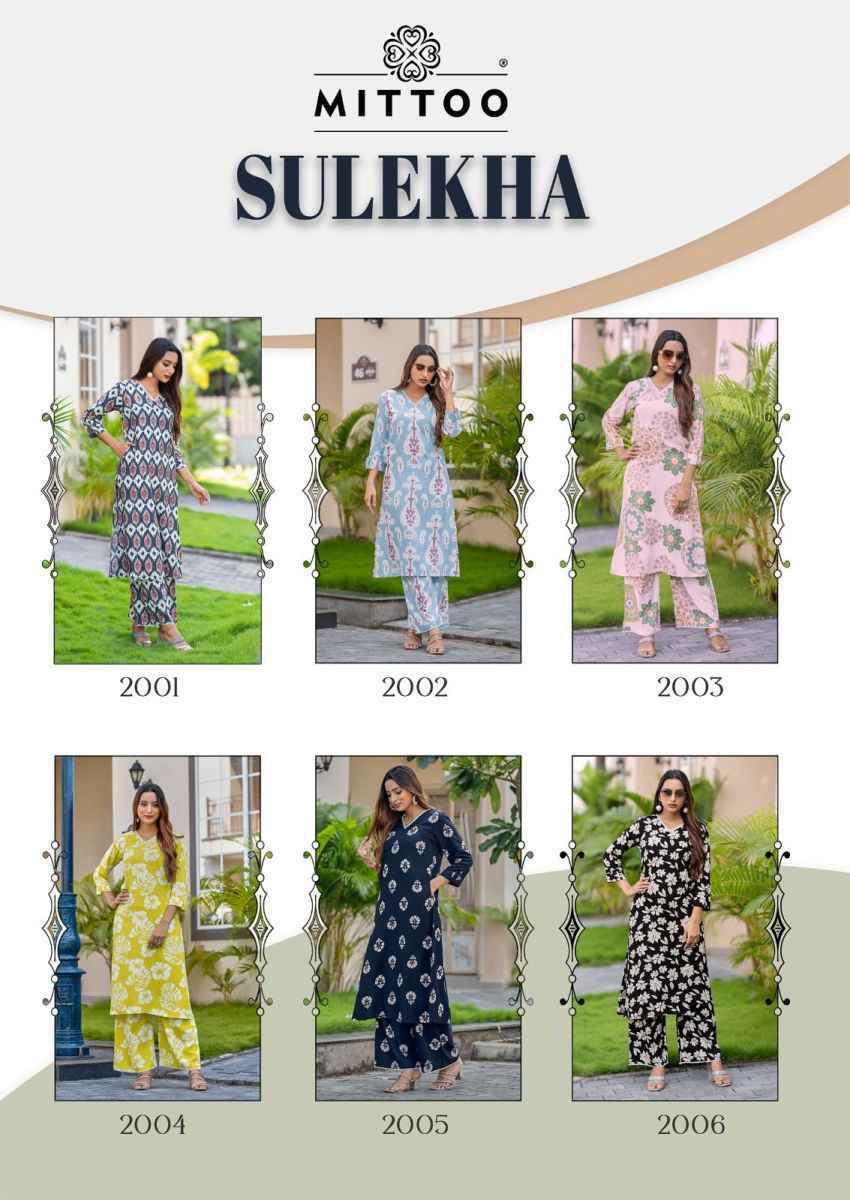 Mittoo Sulekha Rayon Kurti With Bottom 6 pcs Catalogue