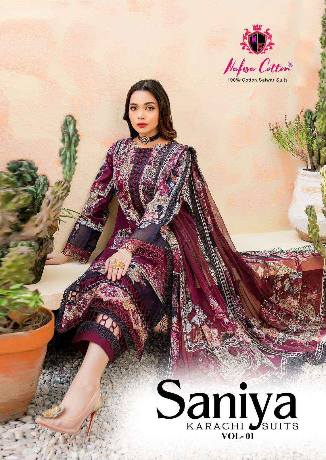 Nafisa Cotton Saniya Karachi Suits Vol 1 Ladies Cotton Dress Material { 6 pcs Catalogue }