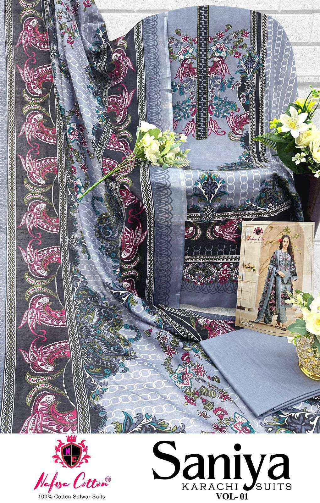 Nafisa Cotton Saniya Karachi Suits Vol 1 Ladies Cotton Dress Material { 6 pcs Catalogue }