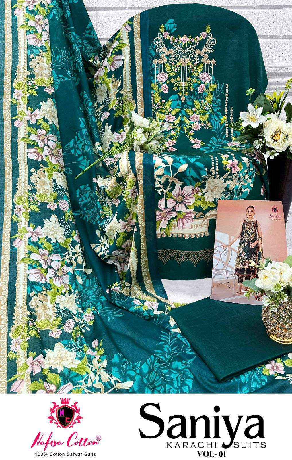 Nafisa Cotton Saniya Karachi Suits Vol 1 Ladies Cotton Dress Material { 6 pcs Catalogue }