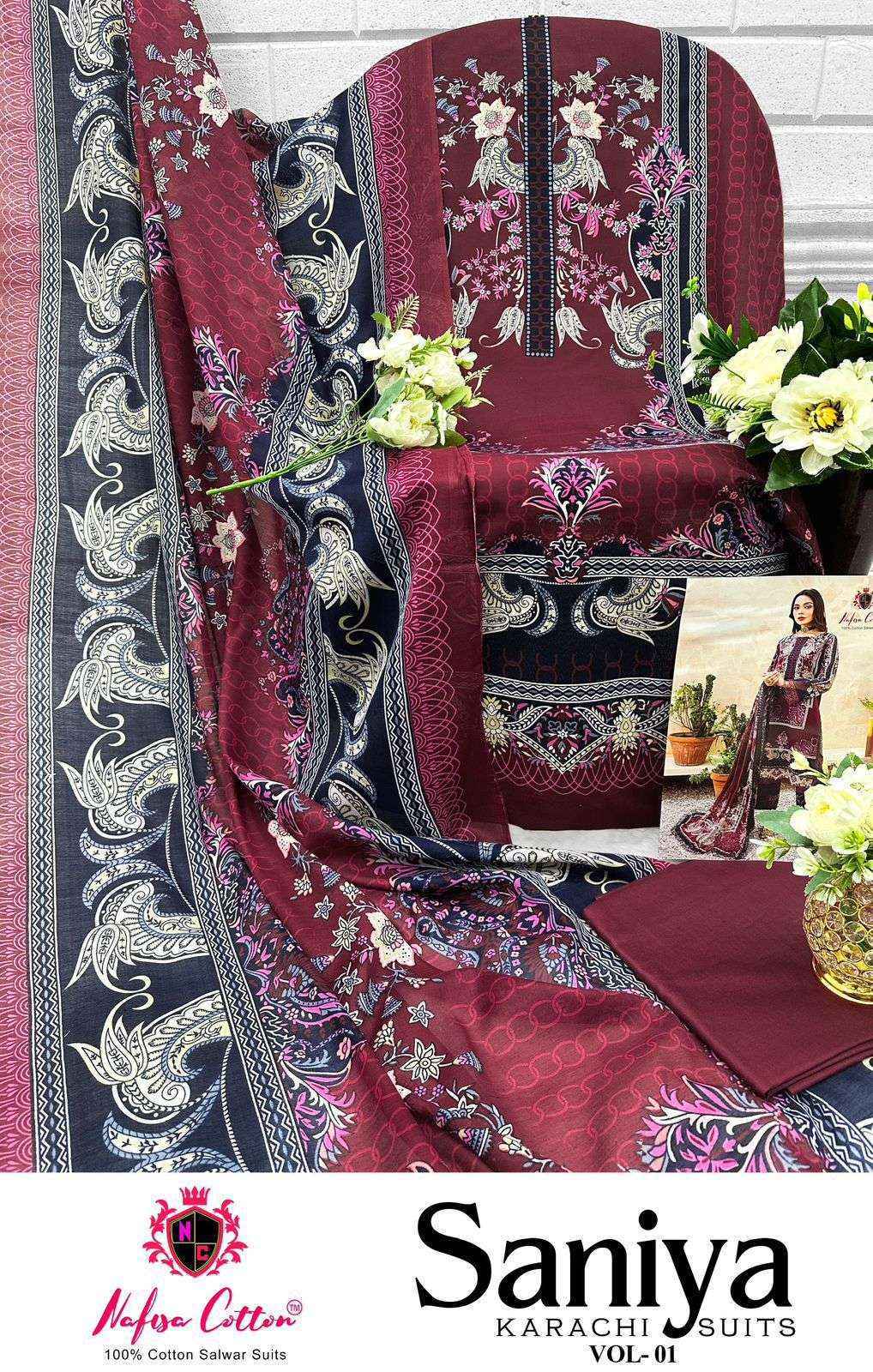 Nafisa Cotton Saniya Karachi Suits Vol 1 Ladies Cotton Dress Material { 6 pcs Catalogue }