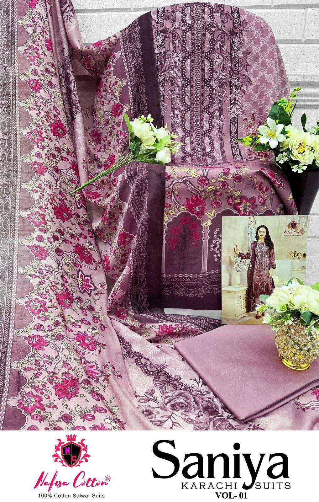 Nafisa Cotton Saniya Karachi Suits Vol 1 Ladies Cotton Dress Material { 6 pcs Catalogue }