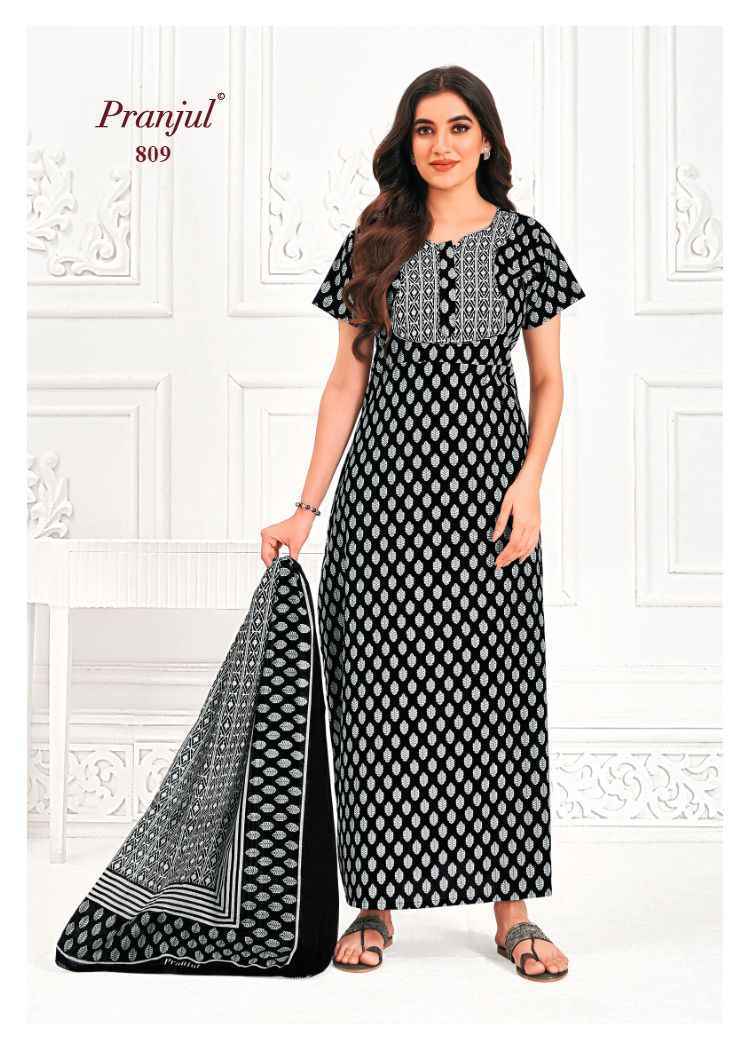 Pranjul Pratishtha Vol-8 Cotton Nighties With Dupatta ( 24 pcs Catalogue )