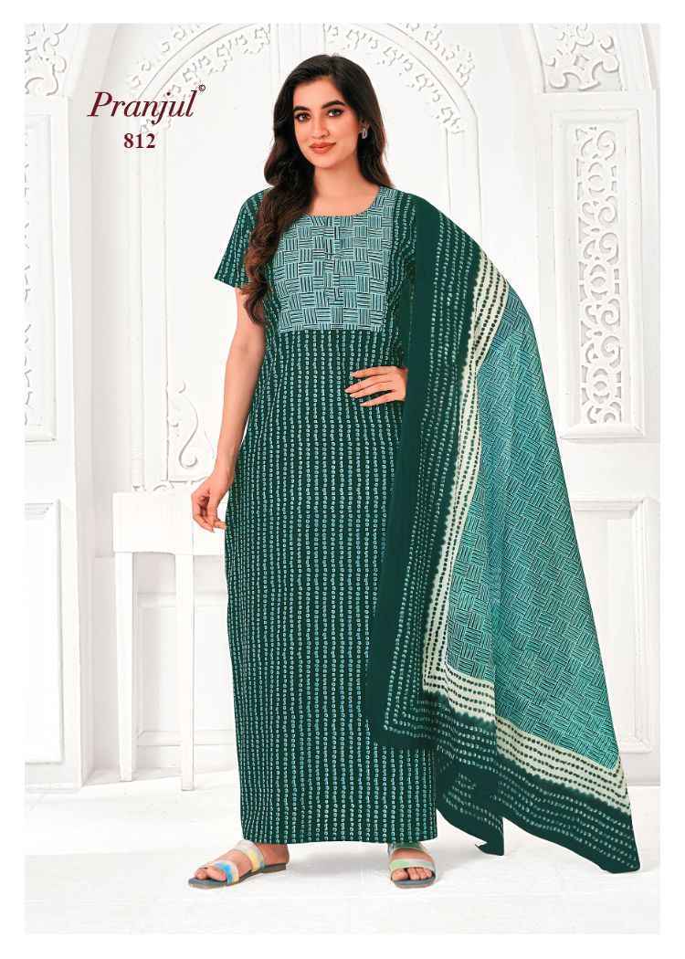 Pranjul Pratishtha Vol-8 Cotton Nighties With Dupatta ( 24 pcs Catalogue )