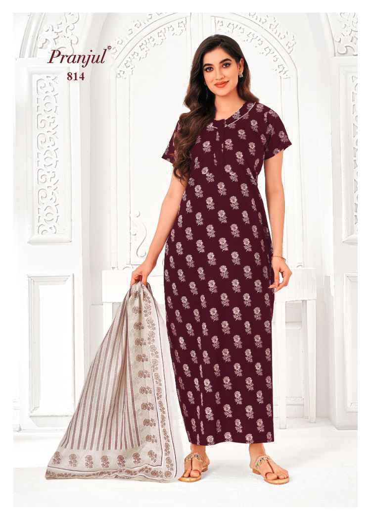 Pranjul Pratishtha Vol-8 Cotton Nighties With Dupatta ( 24 pcs Catalogue )