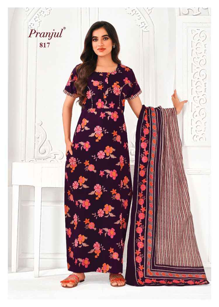 Pranjul Pratishtha Vol-8 Cotton Nighties With Dupatta ( 24 pcs Catalogue )
