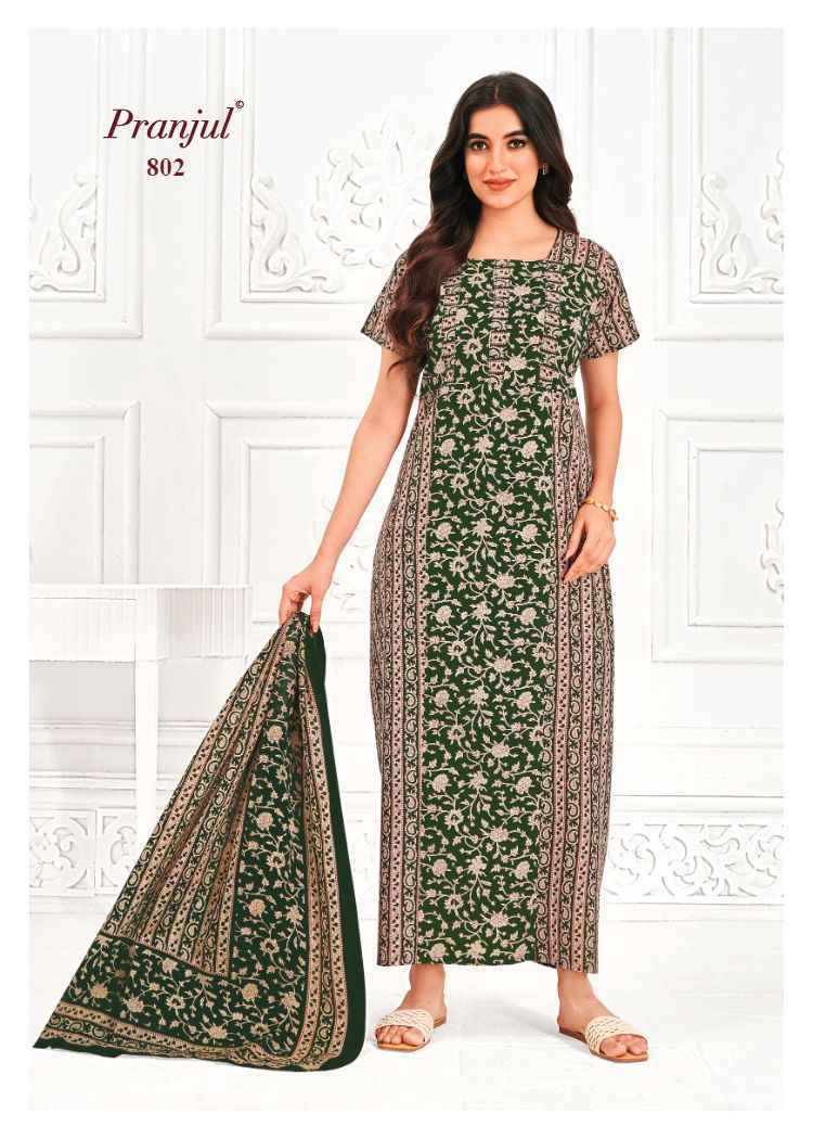 Pranjul Pratishtha Vol-8 Cotton Nighties With Dupatta ( 24 pcs Catalogue )