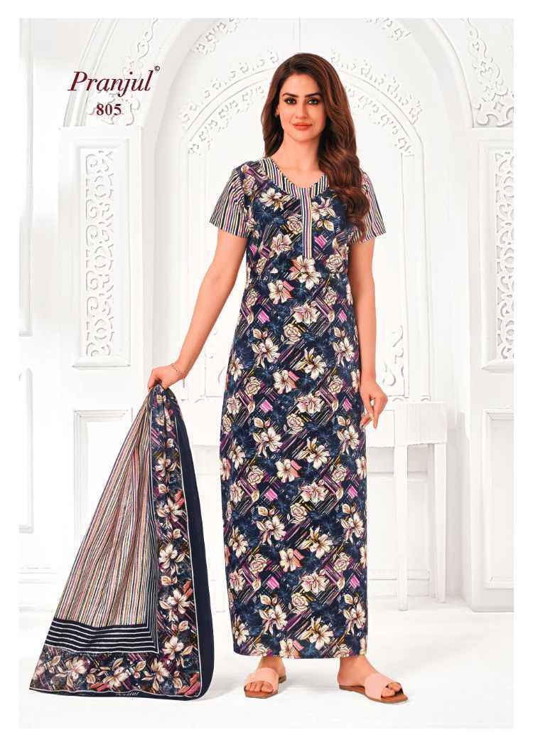 Pranjul Pratishtha Vol-8 Cotton Nighties With Dupatta ( 24 pcs Catalogue )