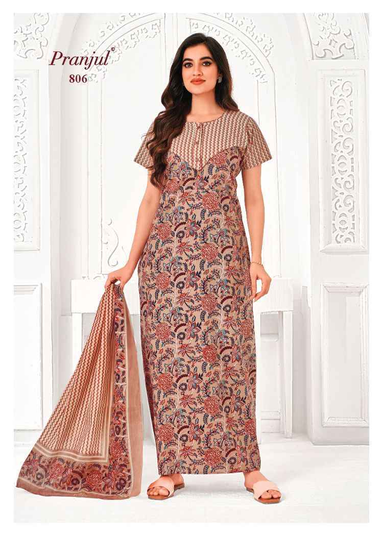 Pranjul Pratishtha Vol-8 Cotton Nighties With Dupatta ( 24 pcs Catalogue )