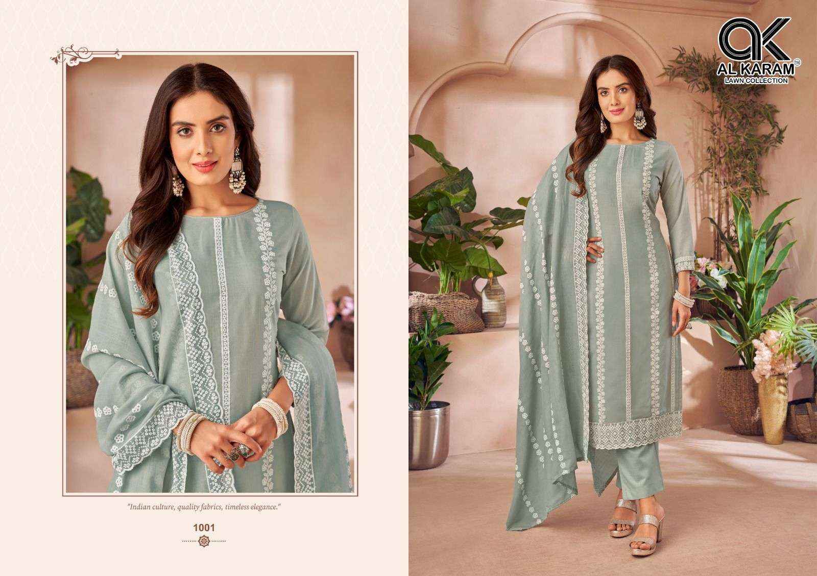 AL KARAM LUCKNOWI WHOLESALE COTTON FANCY WORK DRESS MATERIAL ( 4 PCS CATALOGUE )