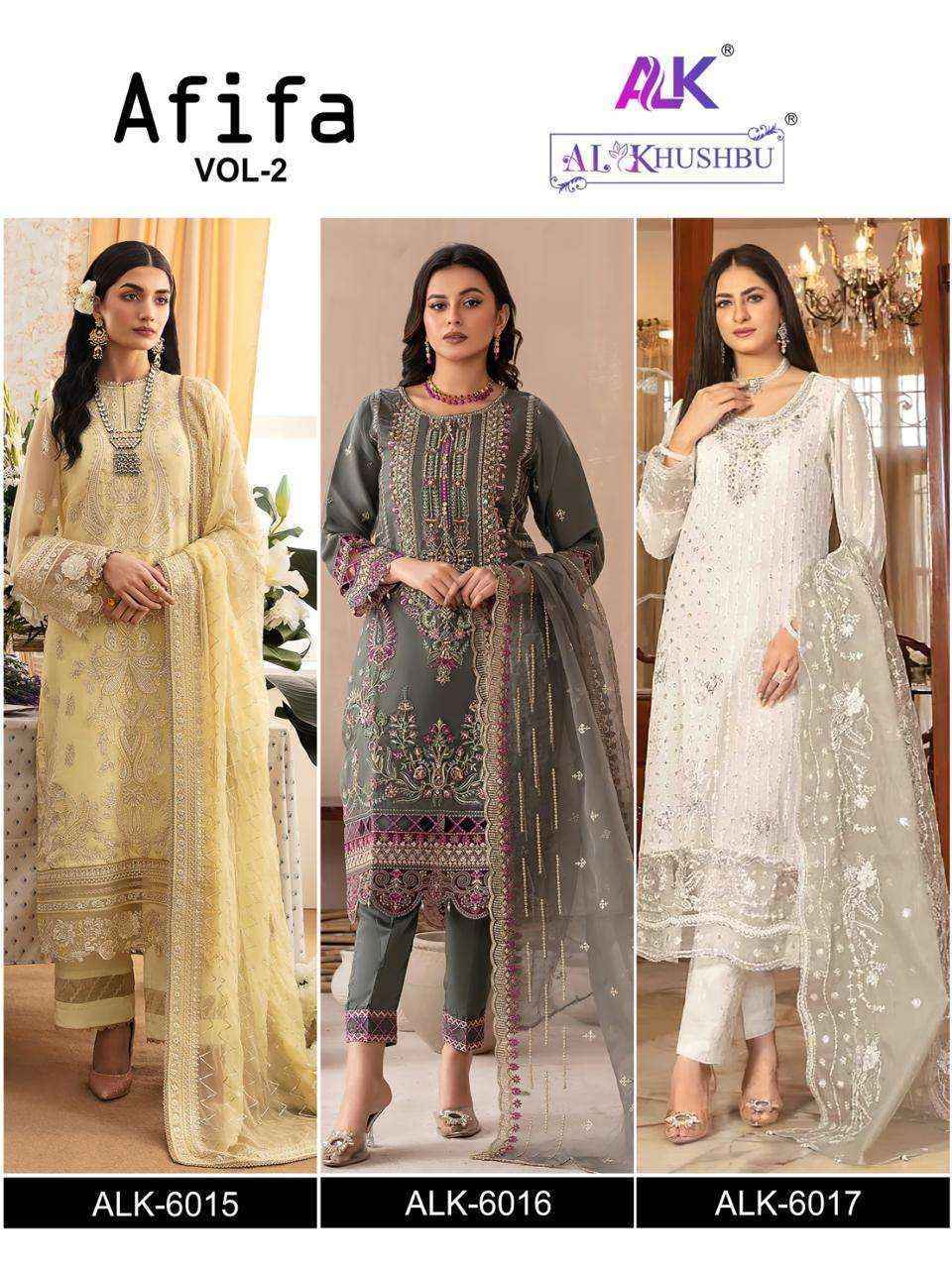 AL Khushbu Afifa Vol 2 Georgette Dress Material wholesale price ( 3 pcs catalog )